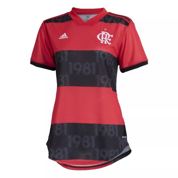 Heimtrikot Flamengo Damen 2021-2022 Rote Schwarz Günstige Fußballtrikots